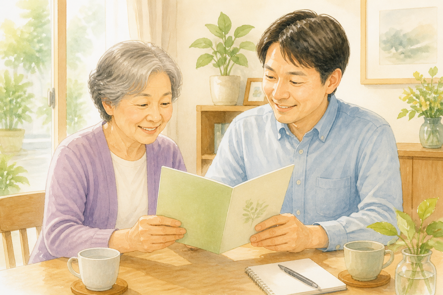 家族との話し方フローを示すやさしい色合いのインフォグラフィック