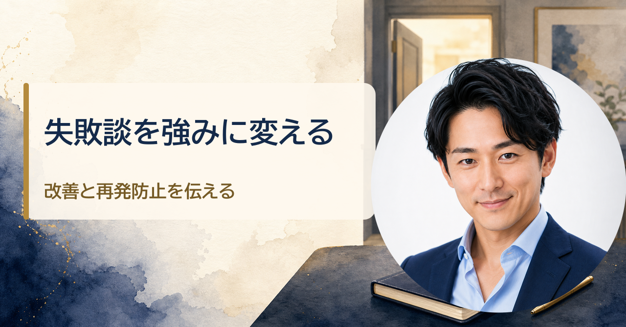 金・魚鉢が解説する「40代の転職面接で失敗談を強みに変える方法｜回答例つきで解説」のアイキャッチ