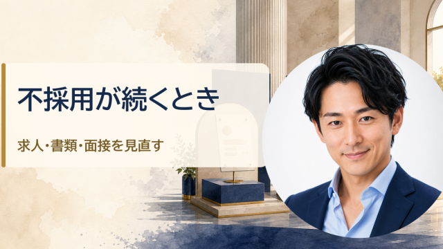 金・魚鉢が解説する「転職で不採用が続くときに見直す3つの場所｜求人・書類・面接の改善方法」のアイキャッチ